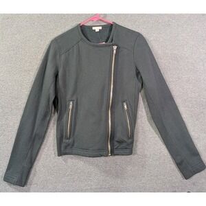 Gap Designed & Crafted Moto Jacket S Gray Zip Front‎ Cotton Blend Fall 2014 NWT